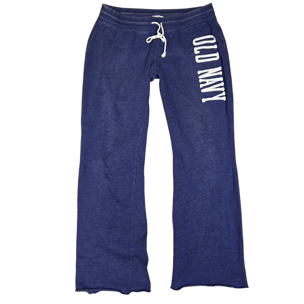 Old Navy Womens Blue Heather Wide Leg Sweatpants Size M Drawstring Y2k Low Rise